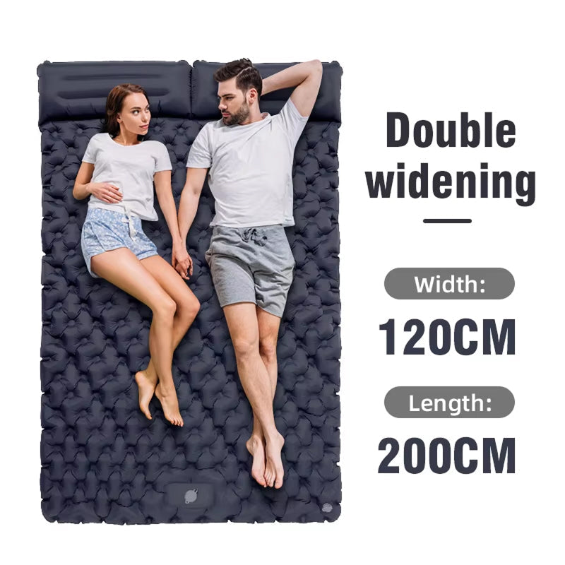 Self-Inflating Double Camping Pad with Built-In Foot Pump – 79×55 Inches – Waterproof Insulated Sleep Mat for Couples, Backpacking, Tent