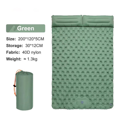 Self-Inflating Double Camping Pad with Built-In Foot Pump – 79×55 Inches – Waterproof Insulated Sleep Mat for Couples, Backpacking, Tent