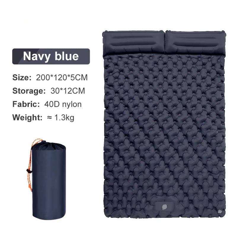 Self-Inflating Double Sleep Pad with Integrated Foot Pump for Two – Insulated Waterproof TPU Camping Mat for Backpacking, Tent Camping &