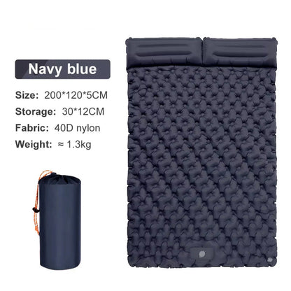 Self-Inflating Double Camping Pad with Built-In Foot Pump – 79×55 Inches – Waterproof Insulated Sleep Mat for Couples, Backpacking, Tent