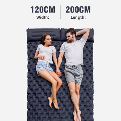 Self-Inflating Double Sleep Pad with Integrated Foot Pump for Two – Insulated Waterproof TPU Camping Mat for Backpacking, Tent Camping &