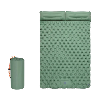 Self-Inflating Double Sleep Pad with Integrated Foot Pump for Two – Insulated Waterproof TPU Camping Mat for Backpacking, Tent Camping &