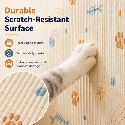 Ortekor Self-Adhesive Cat Scratch Mat for Wall & Furniture Protection – Cuttable Cat Scratching Pad for Sofa, Door, Bedside & Home Surfaces