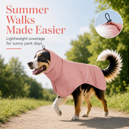 Ortekor Hooded Dog Sun & Rain Cape for Summer Walks - Lightweight Neck-to-Back Coverage for Drizzle, Wind & Sunny Outdoor Days