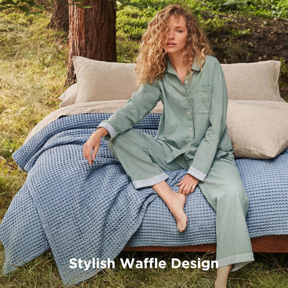 Cotton Throw Blanket Cooling, Bamboo Cooling Blanket for Hot Sleepers, Lightweight Queen Size Blanket for Summer