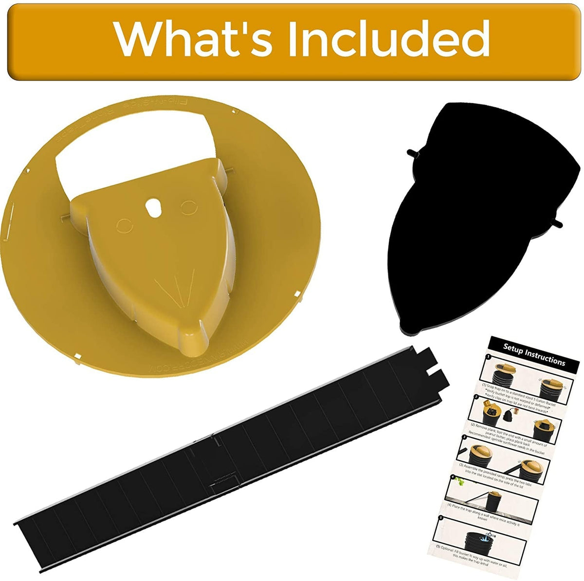 Humane Bucket-Top Rodent Catcher for Mice & Young Rats – Reusable Live Trap with Weighted Ramp – Safe for Pets & Kids