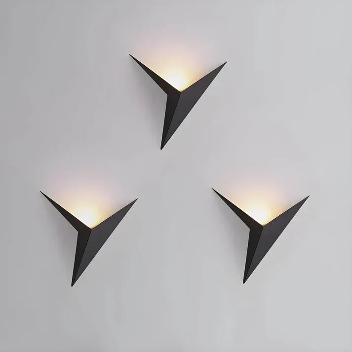 Iron Sconce Light 7.9 in Diameter Black Geometric Origami Shape 3000K Warm LED for Bedroom Hallway Living Spaces Modern Minimalist Indirect