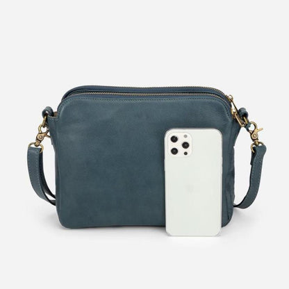Full-Grain Leather Shoulder Bag with Integrated Wallet & Card Slots - Spacious Crossbody Purse for Women - Adjustable Strap Handbag for
