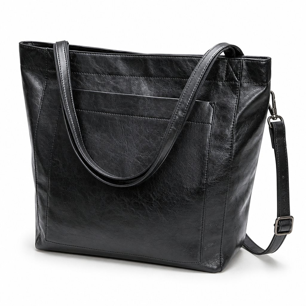 Structured Genuine Leather Tote (Detachable Strap)