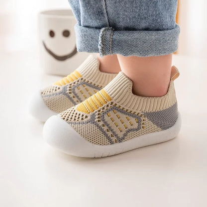 Infant Walking Shoe Socks with Non-Skid Rubber Sole — Soft Cotton Footwear for Toddlers 6-36 Months