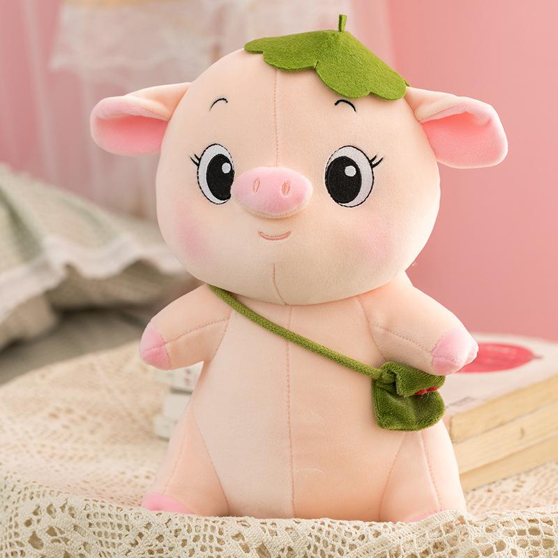 Adorable Pig Stuffed Animal Soft Plush Toy with Bow or Leaf Detail 20 Inch Huggable Companion for Kids Toddlers Adults Bedroom Decor