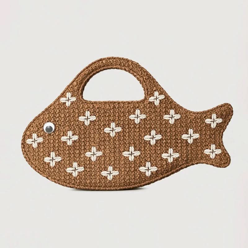 SEAFLARE – Fish Shape Raffia Clutch Bag