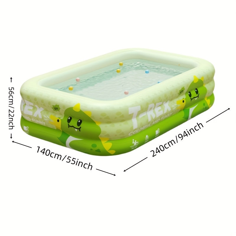 Inflatable Kiddie Pool with Dinosaur Theme for Backyard Water Play – Durable PVC Construction Family-Size Wading Pool