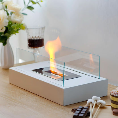 Tabletop Bioethanol Fireplace – Portable Indoor Outdoor Fire Pit with Real Flame for Dining Table Living Room Patio Decor