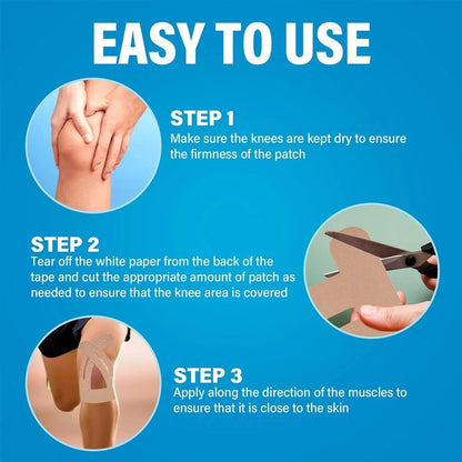 Pre-Cut Kinesiology Tape for Knee Support – 150% Stretch Cotton Athletic Tape for Pain Relief & Stability During Sports & Daily Activity