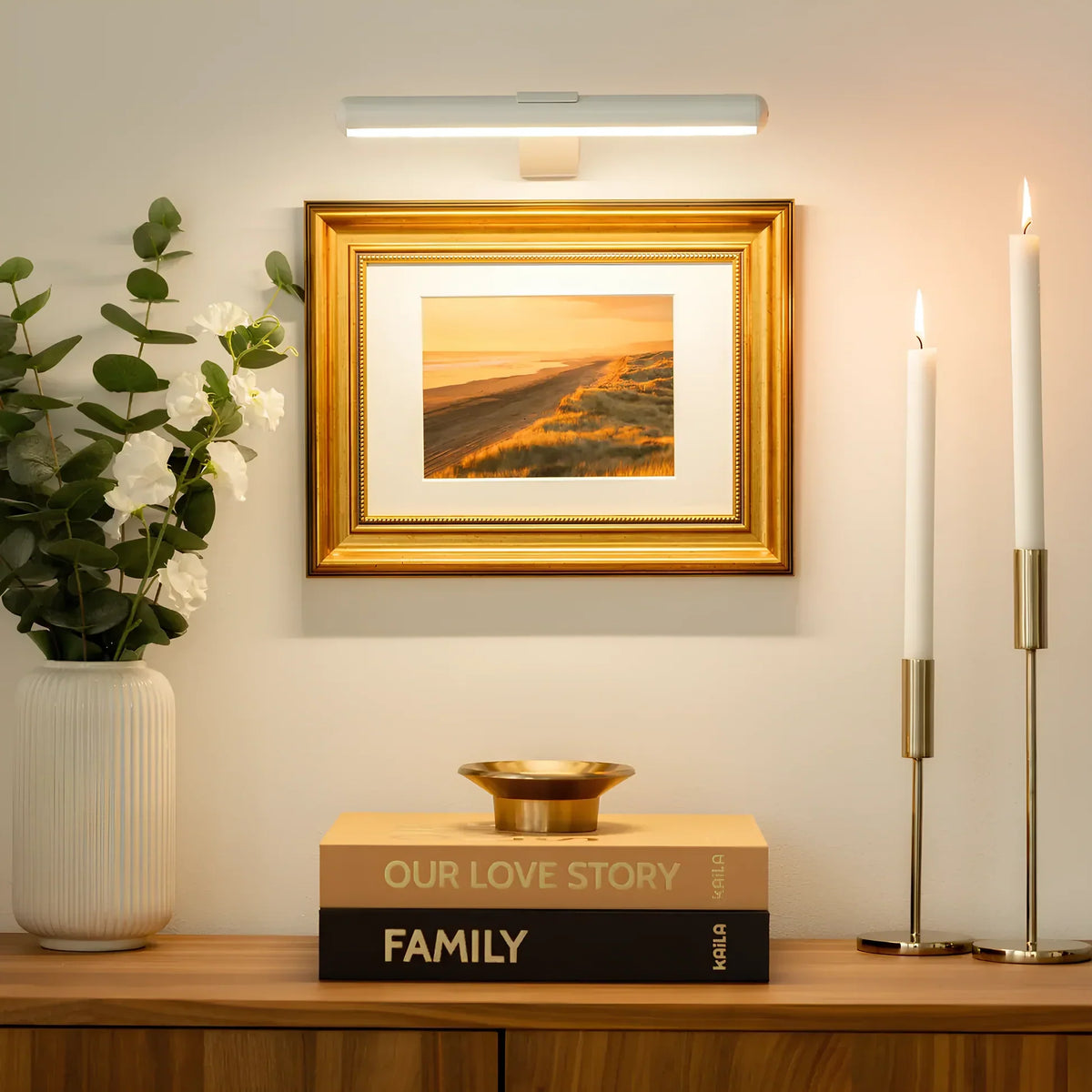 Wireless LED Picture Light with Dimmer & Remote – Swivel Head Art Illuminator for Wall Display