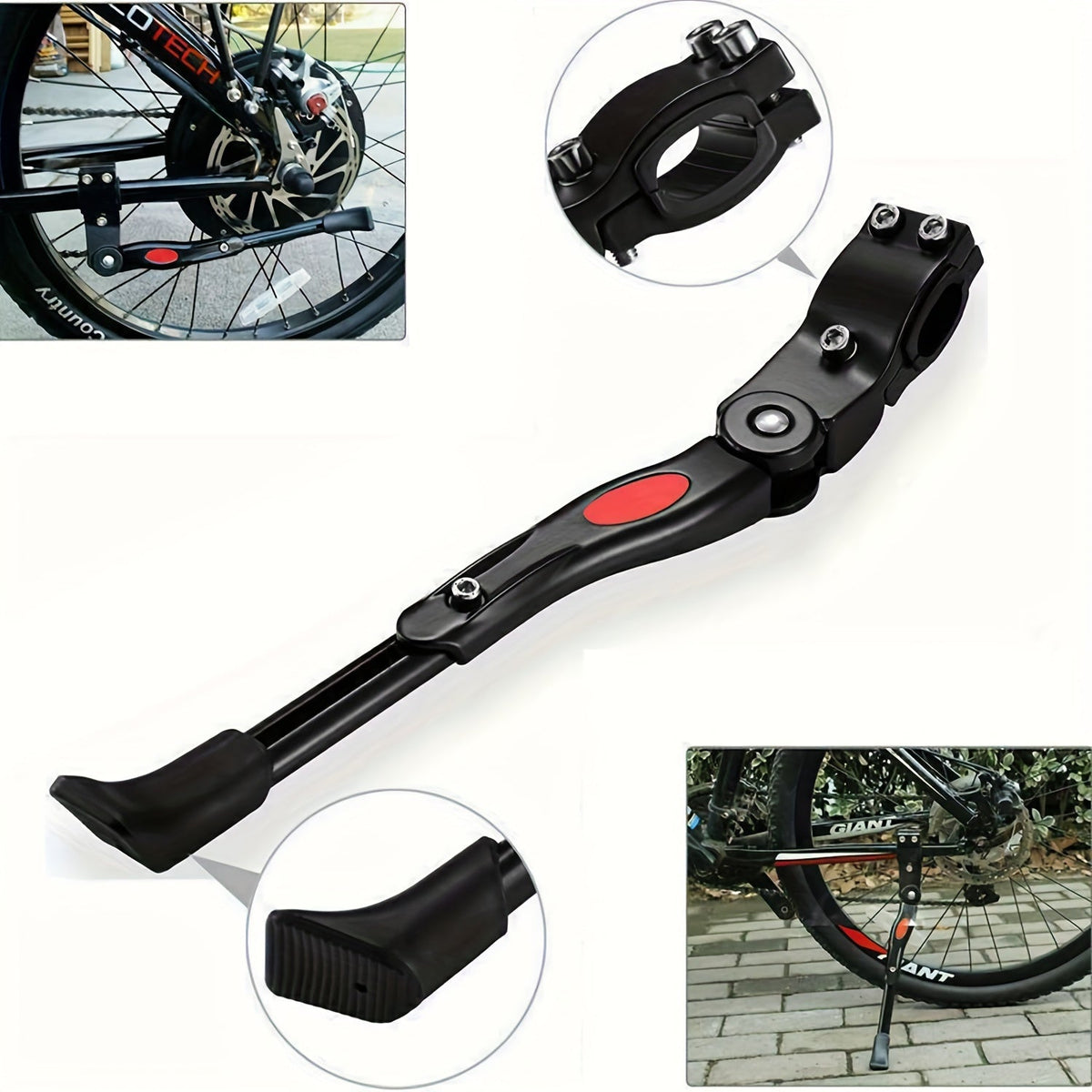 Adjustable Bicycle Kickstand for Road & Mountain Bikes – Aluminum Alloy Support Stand with Quick-Release Height Settings for 24-28 Inch
