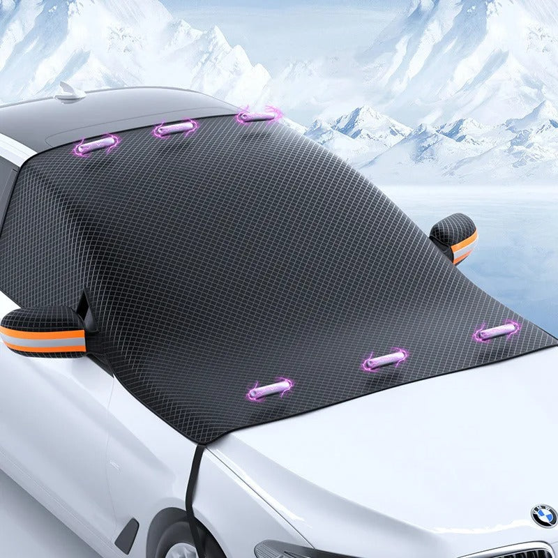 Magnetic Windshield Snow Cover for Cars – All-Season Protection from Ice, Frost & Sun – Easy Install with Built-In Magnets