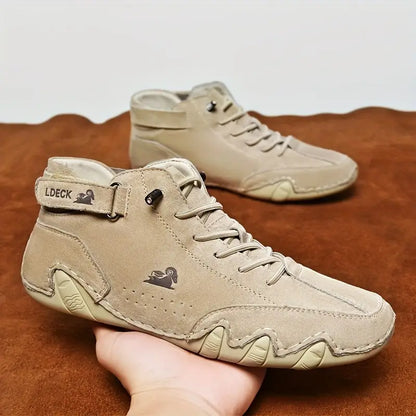 Men's Waterproof High-Top Sneakers with Elastic Slip-On Design - Durable Rubber Sole Boots for Street Style & All-Weather Wear
