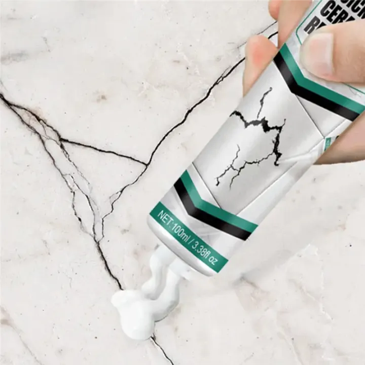 Ceramic Repair Filler 3.5 fl oz Waterproof Surface Restorer for Cracked Porcelain Marble Bathroom Kitchen Floors Walls Indoor Outdoor Finish