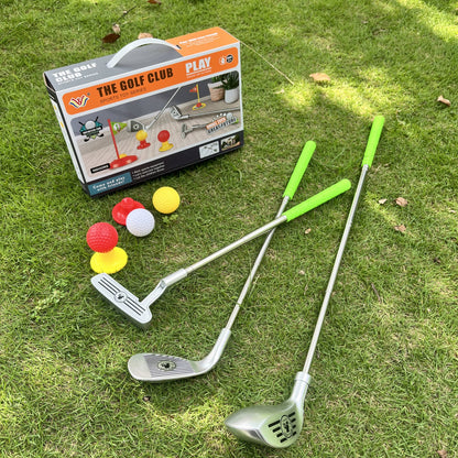 Junior Golf Training Set with Height-Adjustable Clubs for Backyard and Living Room Play Ages 3-8