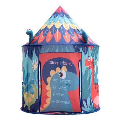 Children's Dinosaur Play Tent with Mesh Windows for Indoor & Outdoor Adventures, Navy Blue Portable Teepee Playhouse for Kids