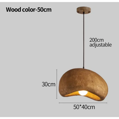 Sculpted Resin Hanging Fixture E27 Socket Brown Japandi Style for Kitchen Island Dining Table Bedroom Overhead Lighting Minimalist Decor