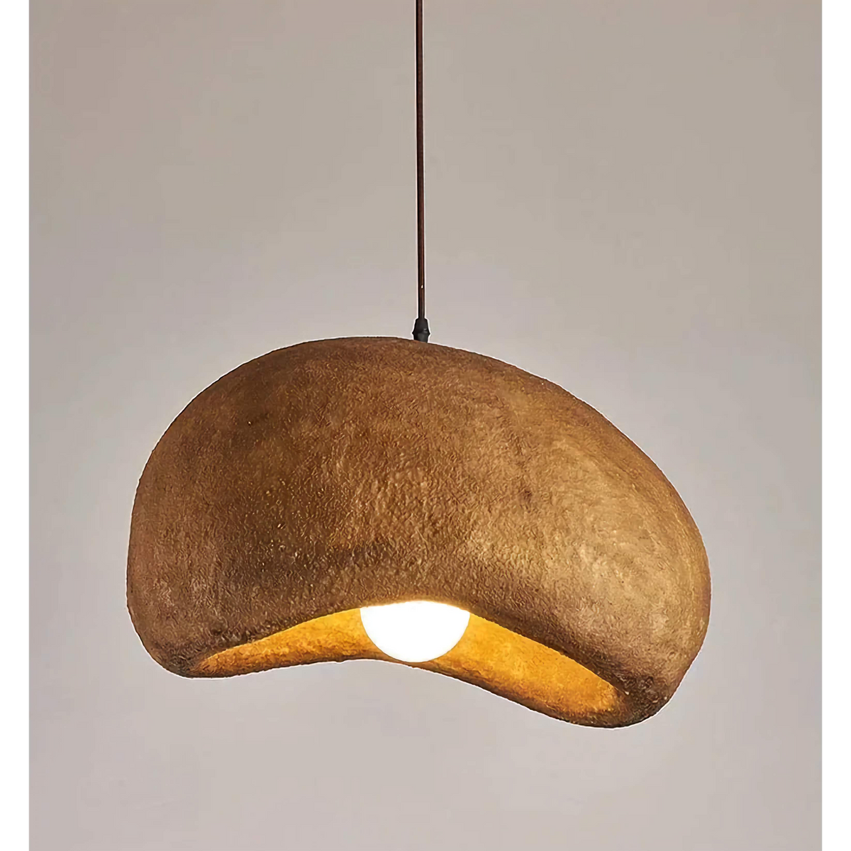 Sculpted Resin Hanging Fixture E27 Socket Brown Japandi Style for Kitchen Island Dining Table Bedroom Overhead Lighting Minimalist Decor