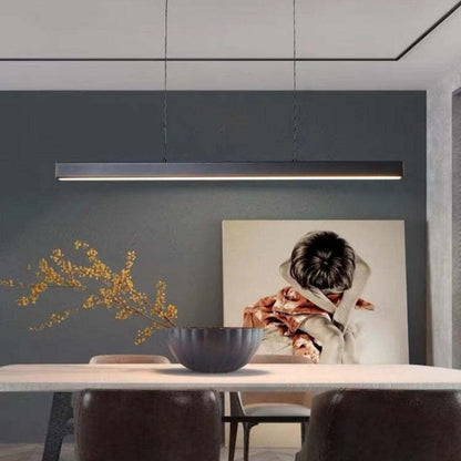 Linear LED Ceiling Light 59 in Metal Acrylic Fixture for Kitchen Island & Dining Room Adjustable Hanging Lamp Modern Black Brown