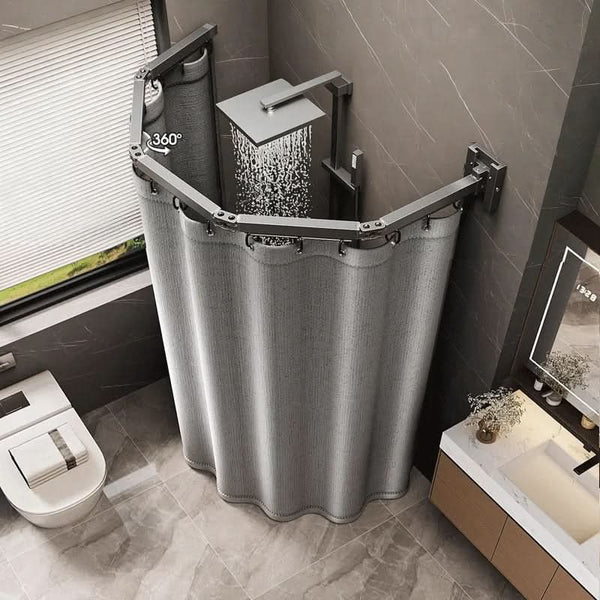 Foldable Shower Curtain Rod Divider Set