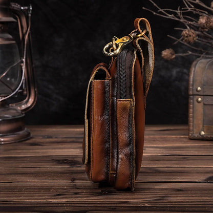 Leather Belt Bag for Men – Adjustable Waist Pack with Zip & Magnetic Closure – Hands-Free Phone & Wallet Organizer for Travel, Work &