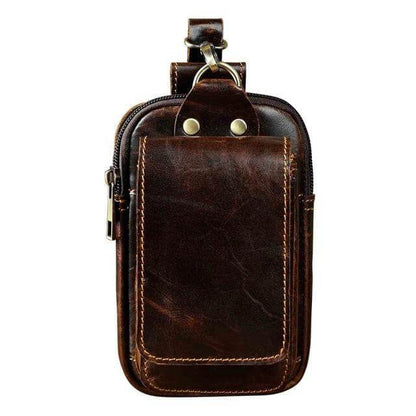 Leather Belt Bag for Men – Adjustable Waist Pack with Zip & Magnetic Closure – Hands-Free Phone & Wallet Organizer for Travel, Work &