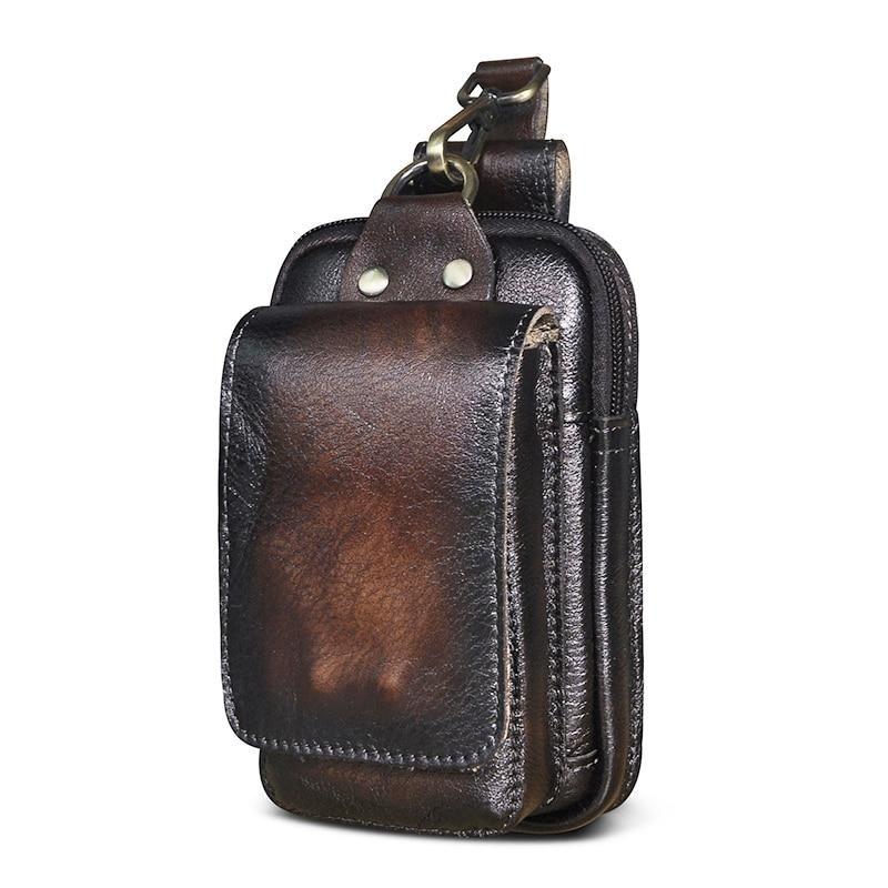 Leather Belt Bag for Men – Adjustable Waist Pack with Zip & Magnetic Closure – Hands-Free Phone & Wallet Organizer for Travel, Work &