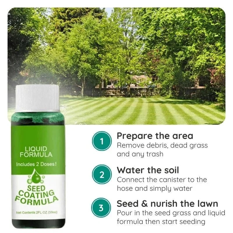 Grass Seed Coating Spray for Bare Lawn Patches – Hydro Seeding Solution for Yard Repair, Turf Restoration & Dense Green Coverage
