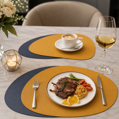 Reversible Faux Leather Table Mats 4 or 8 Pack Wipeable Heat Resistant Non-Slip for Kitchen Dining Room Everyday Meals Family Dinner
