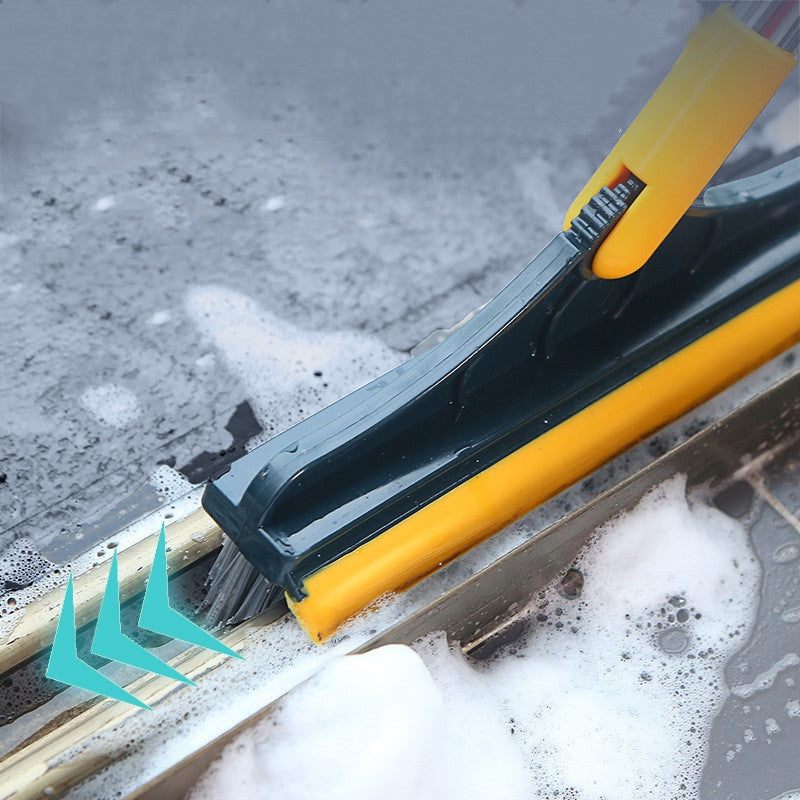 Rotating Head Bathroom Floor Scrubber with Squeegee for Tiles, Tubs & Grout – Long Handle Cleaning Tool for Corners & Tight Spaces