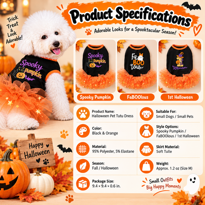 Ortekor Halloween Dog Tutu Dress for Parties & Photos - Soft Lightweight Costume for Small Dogs