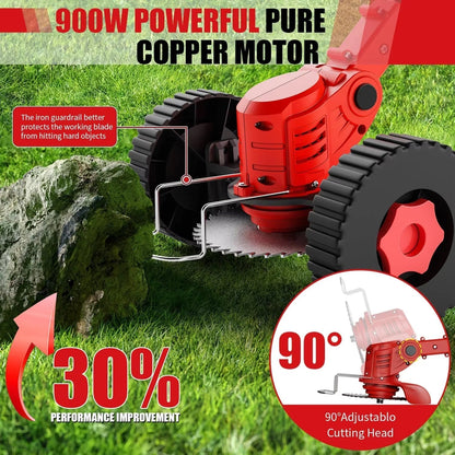 Electric Weed Eater, Electric Weed Wacker, Lawn Edger for Flower Beds, Battery Powered Grass Cutter, Brushless Battery Weed Trimmer