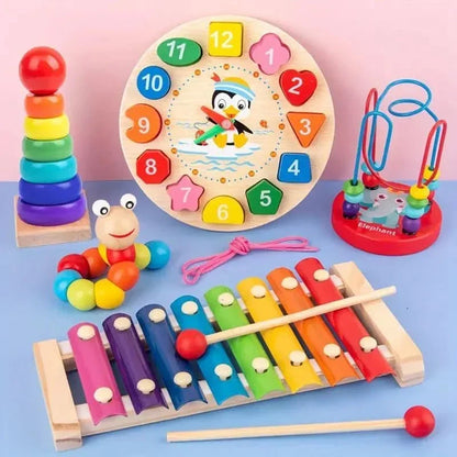 Wooden Multi-Activity Play Cube for Infants – 5 Learning Zones, Sensory Development & Fine Motor Skills for 6+ Months
