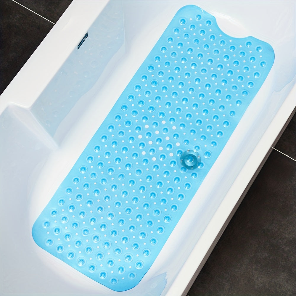 XL Non-Slip Shower and Tub Mat with Suction Cups – Drain Holes, Machine Washable, 40 x 16 in Bath Safety