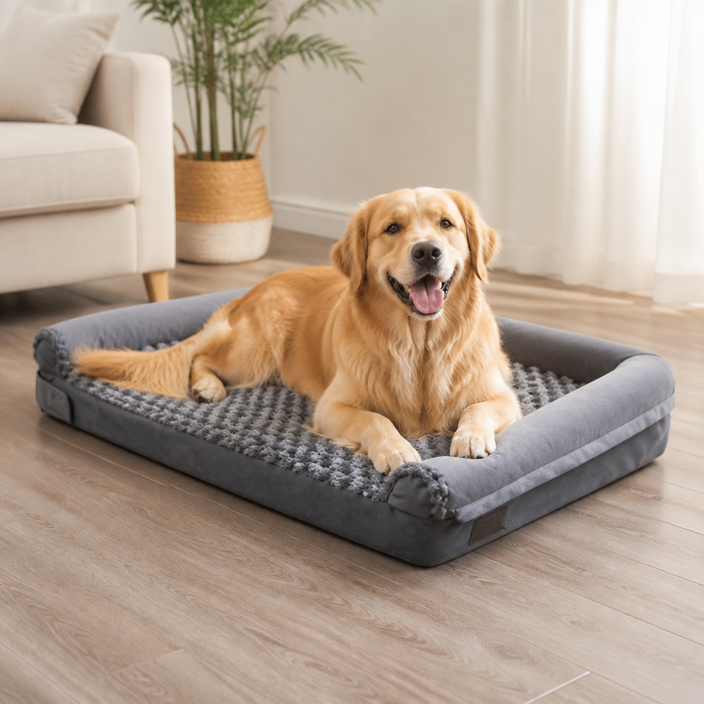 Ortekor Orthopedic Memory Foam & Non-Slip Dog Bed (Removable Cover)