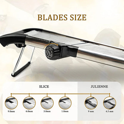 Adjustable Vegetable Slicer with 6 Thickness Settings & Safety Guard for Potatoes, Cucumbers, Carrots