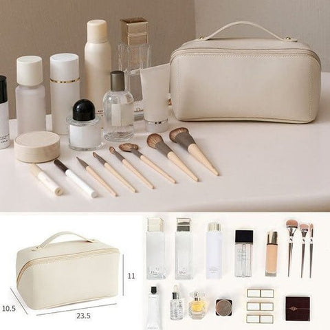 Travel Makeup Organizer Bag with Multiple Compartments for Toiletries & Cosmetics – Compact Storage Pouch for Women