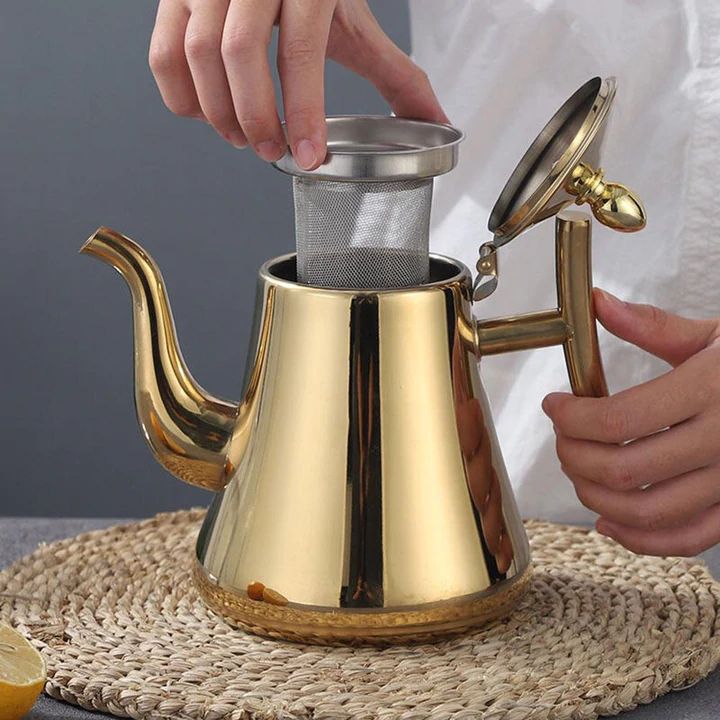 Stovetop Tea Kettle with Integrated Filter – Stainless Steel Water Boiler for Induction Gas Electric Ceramic Cooktops Coffee Pot