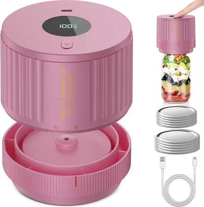 Handheld Vacuum Sealer for Mason Jars – Wide & Regular Mouth Jar Sealer for Dry Goods, Herbs & Pantry Organization – One-Touch Food Storage