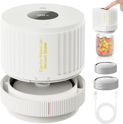 Electric Mason Jar Vacuum Sealer | One-Touch Food Saver Machine for Effortless Food Preservation