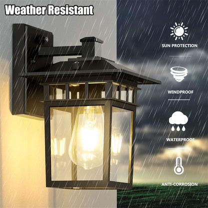 Outdoor Wall Sconce Aluminum Weather-Resistant Lantern for Porch Patio Garden Entryway Exterior Lighting 110V-240V E27 Socket