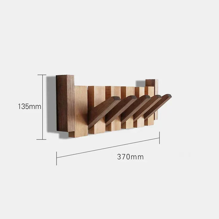 Wall-Mounted Wooden Coat Rack with Flip-Up Hooks for Entryway Hallway Bedroom Office Foyer Storage Organizer