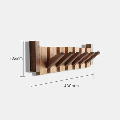 Wall-Mounted Wooden Coat Rack with Flip-Up Hooks for Entryway Hallway Bedroom Office Foyer Storage Organizer