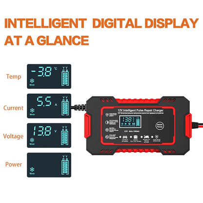 12V 6A Smart Battery Maintainer with Pulse Repair & Auto Shutoff for Cars, Motorcycles & SUVs
